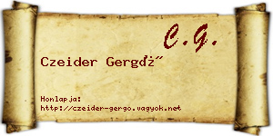 Czeider Gergő névjegykártya